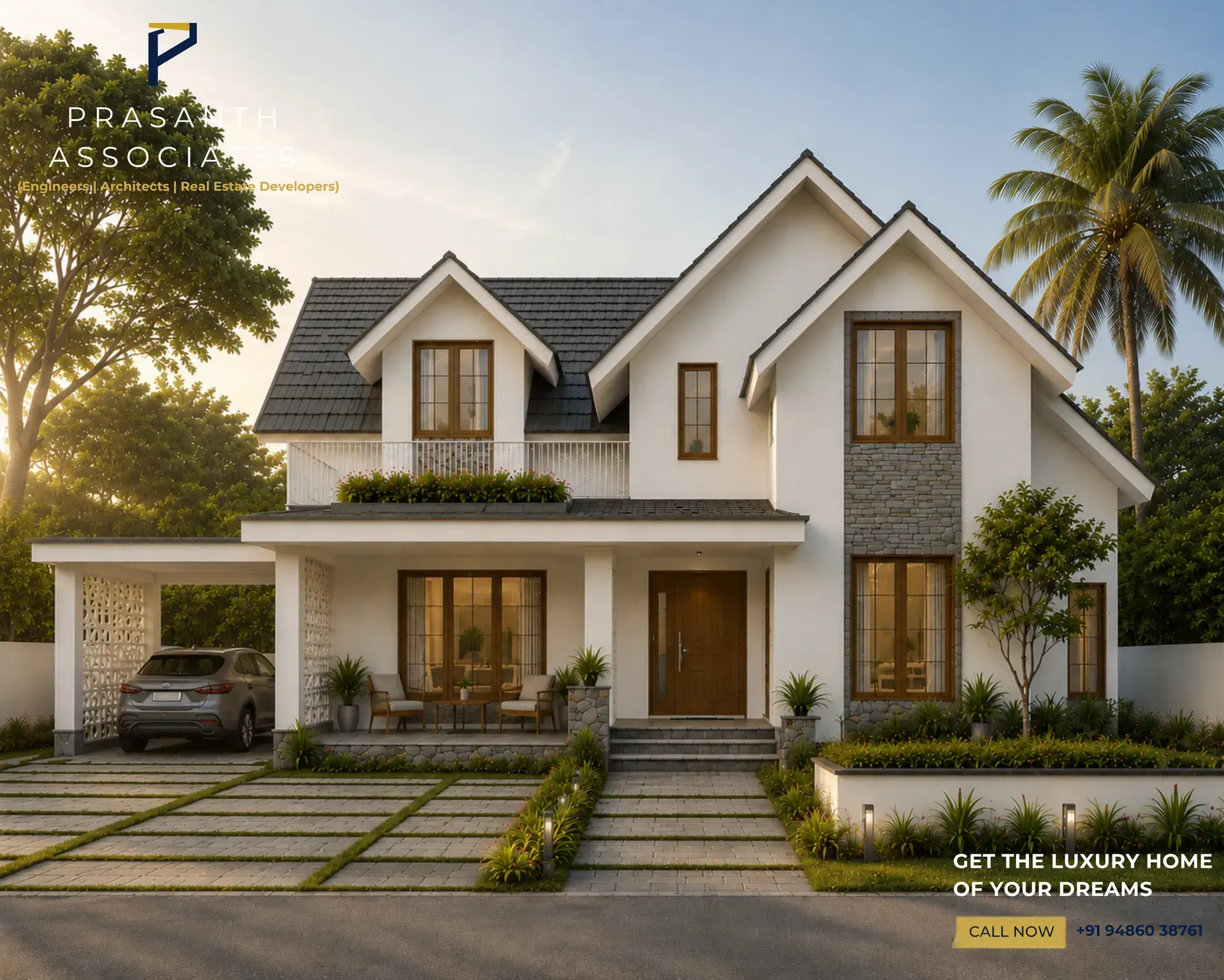 Residential elevation design by Prasanth Associates