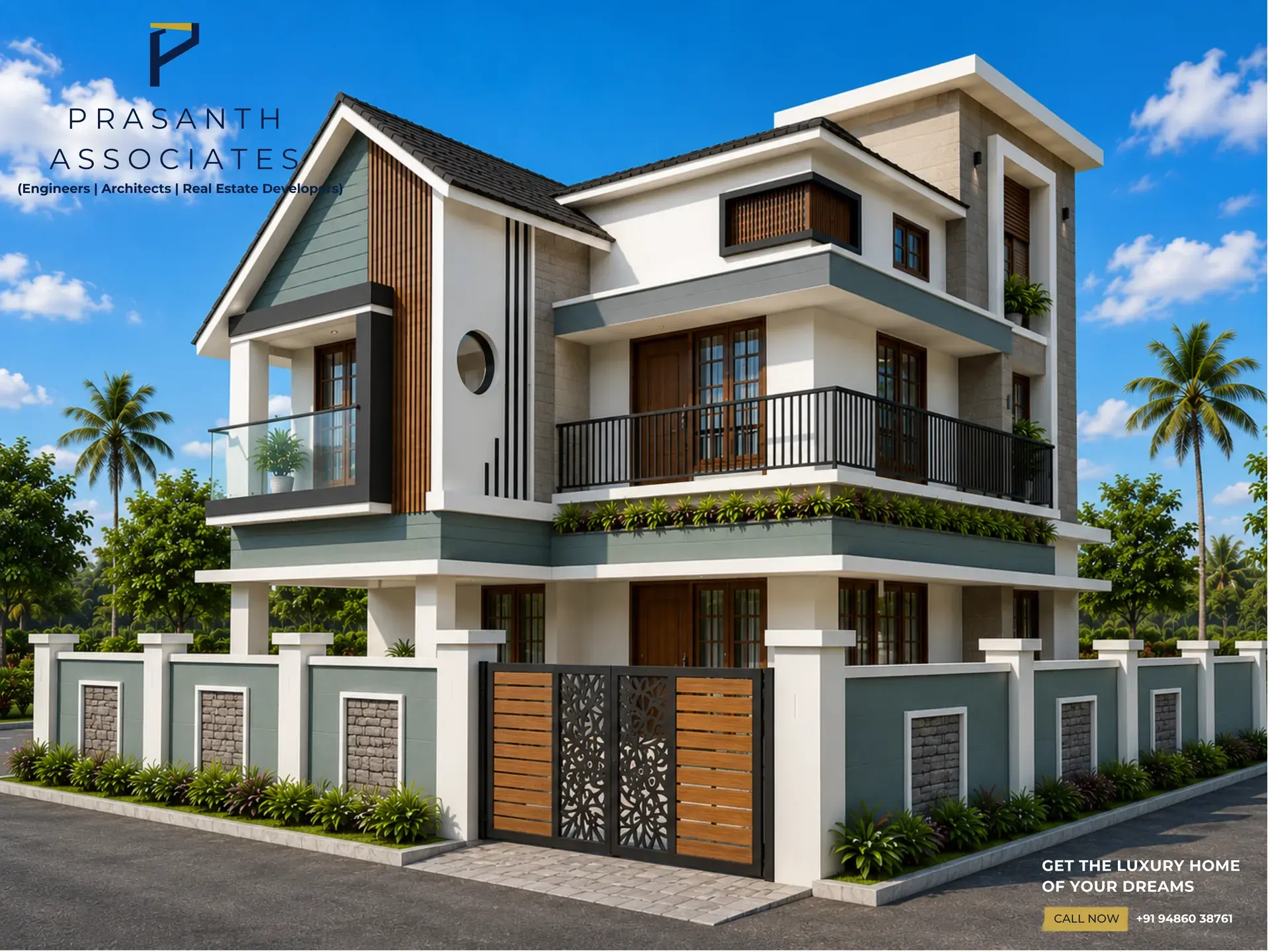Residential elevation design by Prasanth Associates