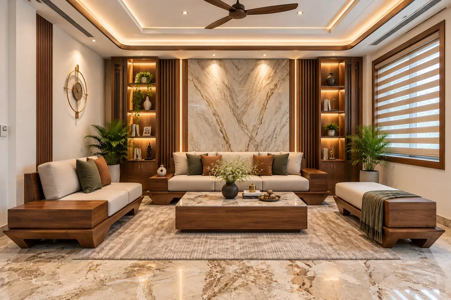 Living hall interior by Prasanth Associates